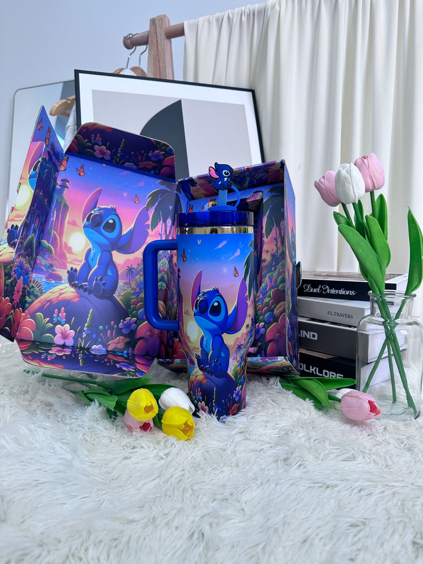 “Starry Dream” Stainless Steel Tumbler | 40oz Gradient Blue-Purple Edition with Straw & Handle