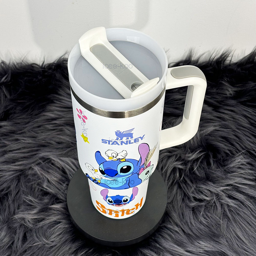 “Duck Friends Edition” Stainless Steel Insulated Tumbler | 40oz White Cute Design with Handle & Leak-Proof Lid