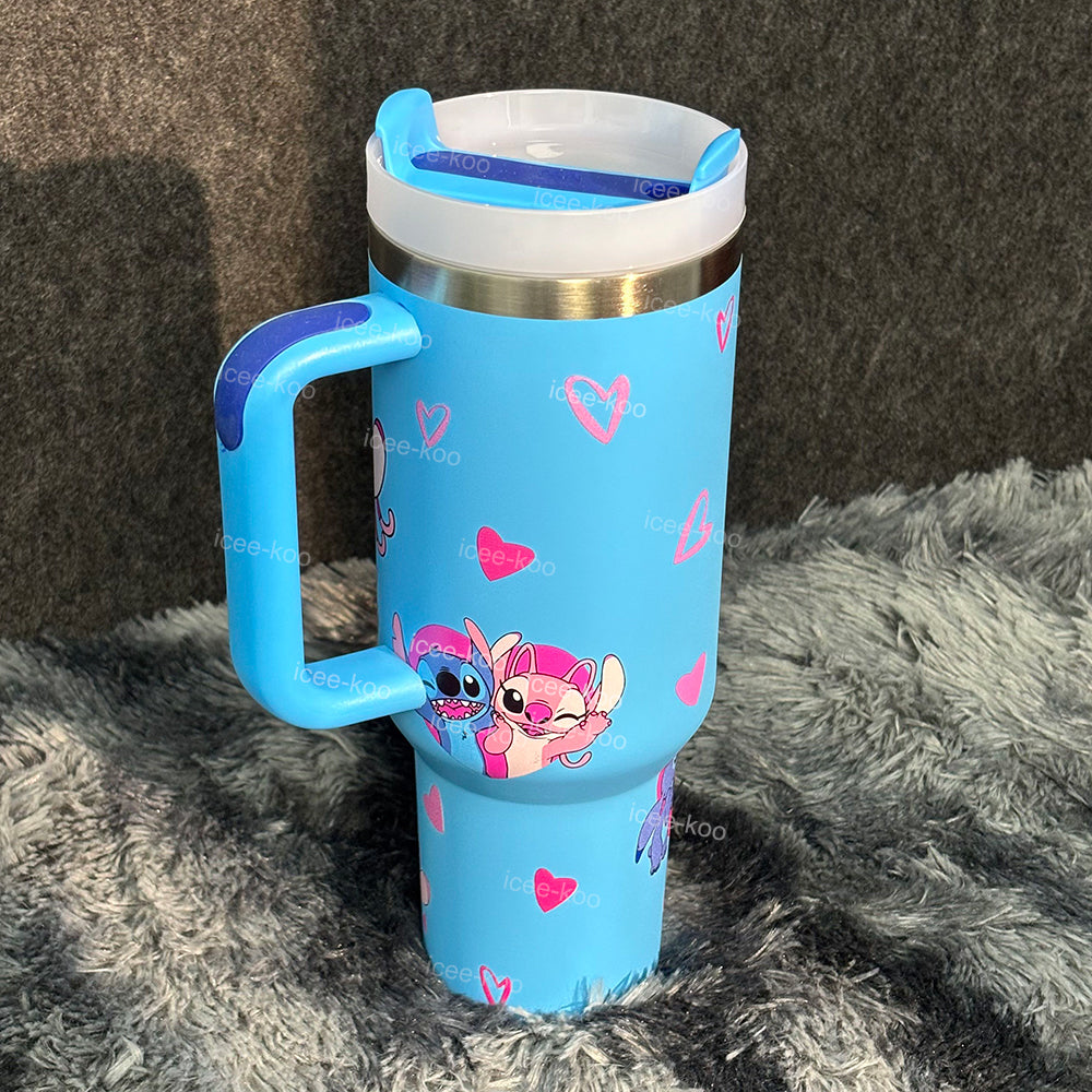 Stainless Steel Insulated Tumbler | 40oz Large-Capacity Blue Travel Mug with Handle & Leak-Proof Lid