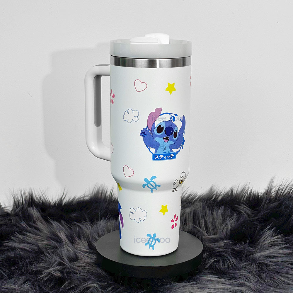 “Duck Friends Edition” Stainless Steel Insulated Tumbler | 40oz White Cute Design with Handle & Leak-Proof Lid