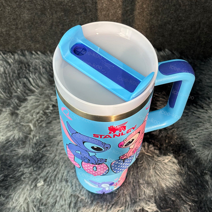 Stainless Steel Insulated Tumbler | 40oz Large-Capacity Blue Travel Mug with Handle & Leak-Proof Lid