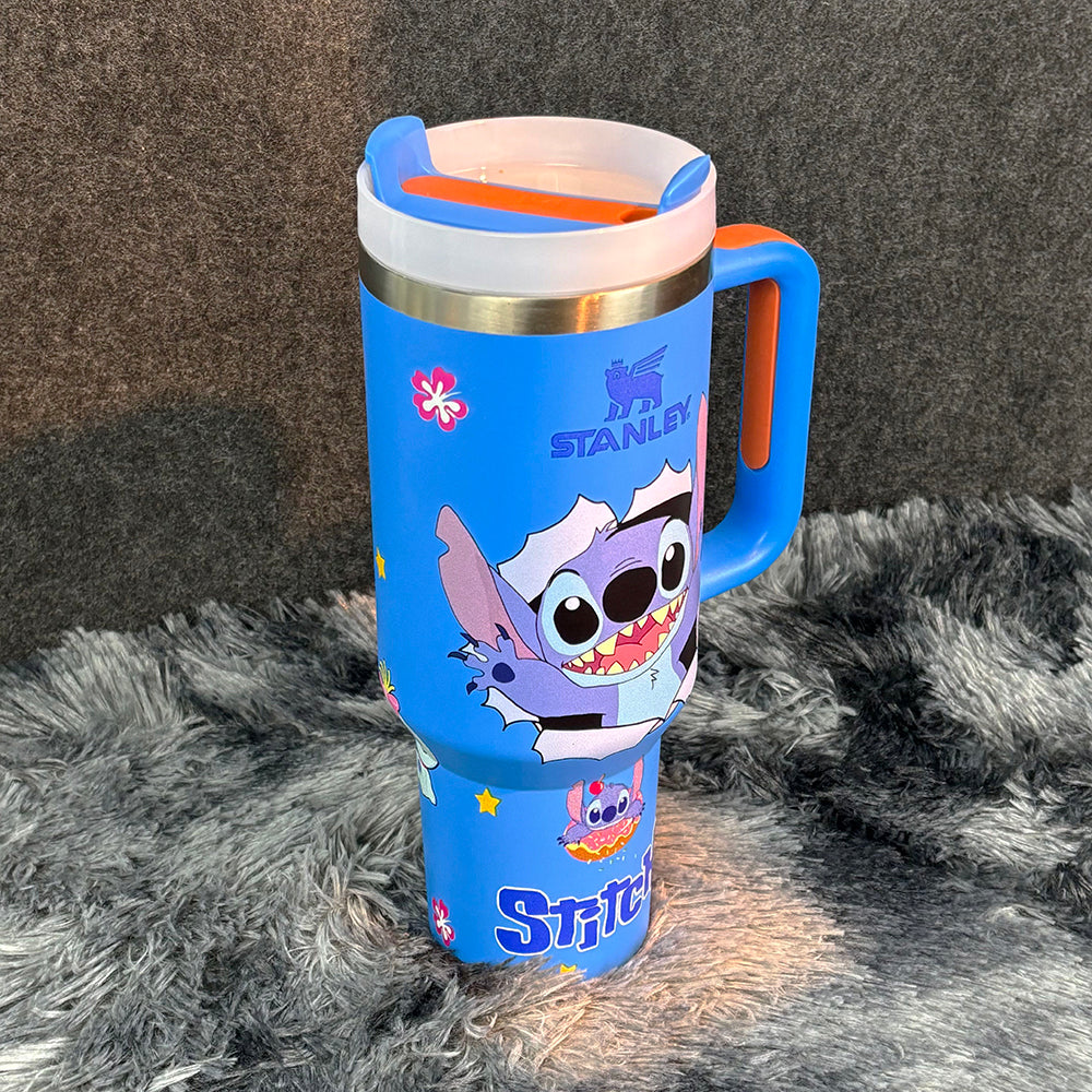 “Wall Break” Edition Stainless Steel Insulated Tumbler | 40oz Blue Travel Mug with Handle & Leak-Proof Lid