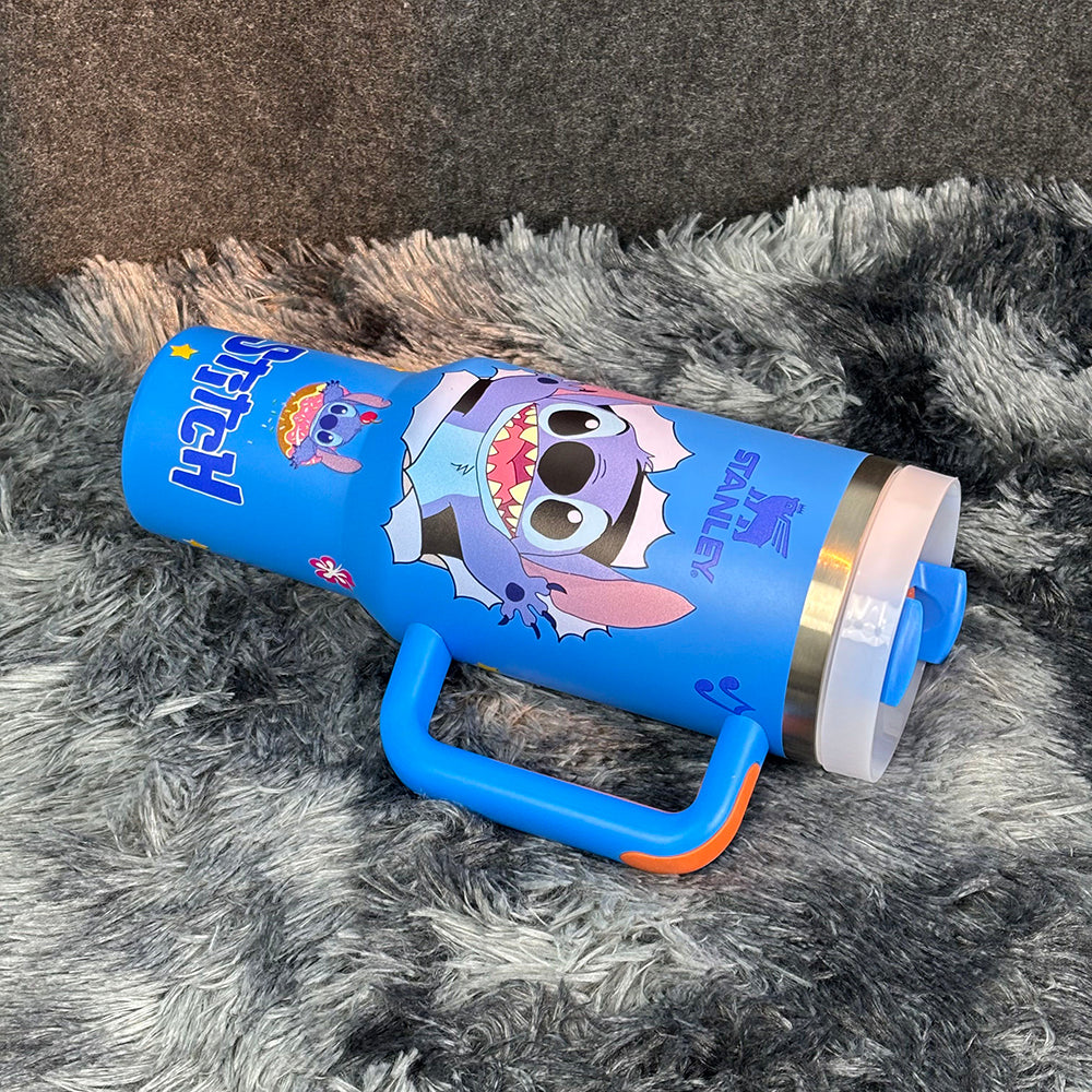 “Wall Break” Edition Stainless Steel Insulated Tumbler | 40oz Blue Travel Mug with Handle & Leak-Proof Lid