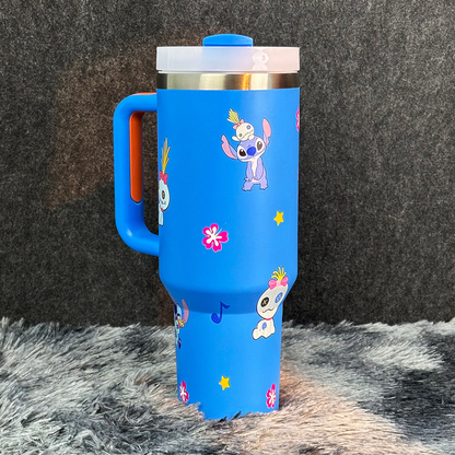 “Wall Break” Edition Stainless Steel Insulated Tumbler | 40oz Blue Travel Mug with Handle & Leak-Proof Lid