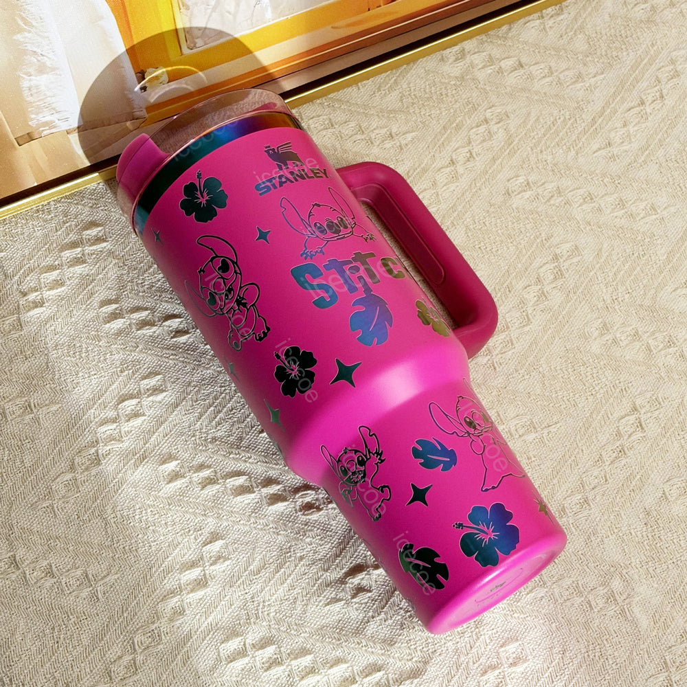 Stanley “Ohana Pink Edition” Stainless Steel Insulated Tumbler | 40oz Limited Family Series with Handle & Leak-Proof Lid