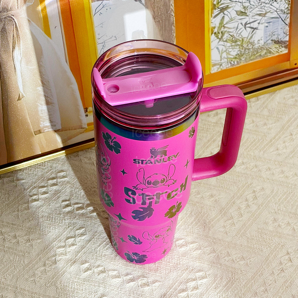 Stanley “Ohana Pink Edition” Stainless Steel Insulated Tumbler | 40oz Limited Family Series with Handle & Leak-Proof Lid