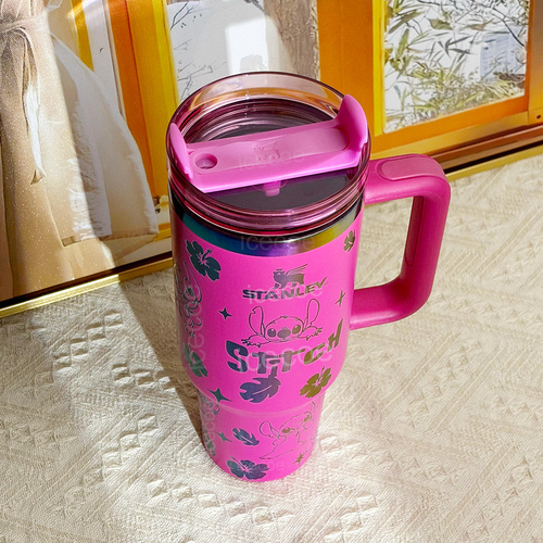 Stanley “Ohana Pink Edition” Stainless Steel Insulated Tumbler | 40oz Limited Family Series with Handle & Leak-Proof Lid