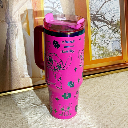 Stanley “Ohana Pink Edition” Stainless Steel Insulated Tumbler | 40oz Limited Family Series with Handle & Leak-Proof Lid