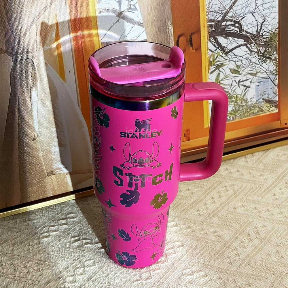 Stanley “Ohana Pink Edition” Stainless Steel Insulated Tumbler | 40oz Limited Family Series with Handle & Leak-Proof Lid