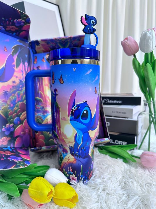 “Starry Dream” Stainless Steel Tumbler | 40oz Gradient Blue-Purple Edition with Straw & Handle