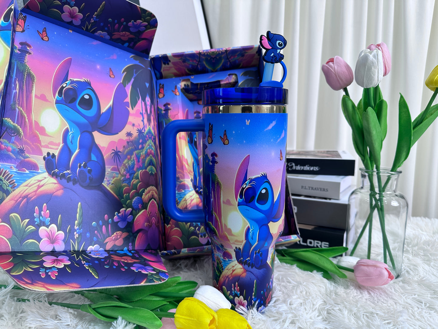 “Starry Dream” Stainless Steel Tumbler | 40oz Gradient Blue-Purple Edition with Straw & Handle