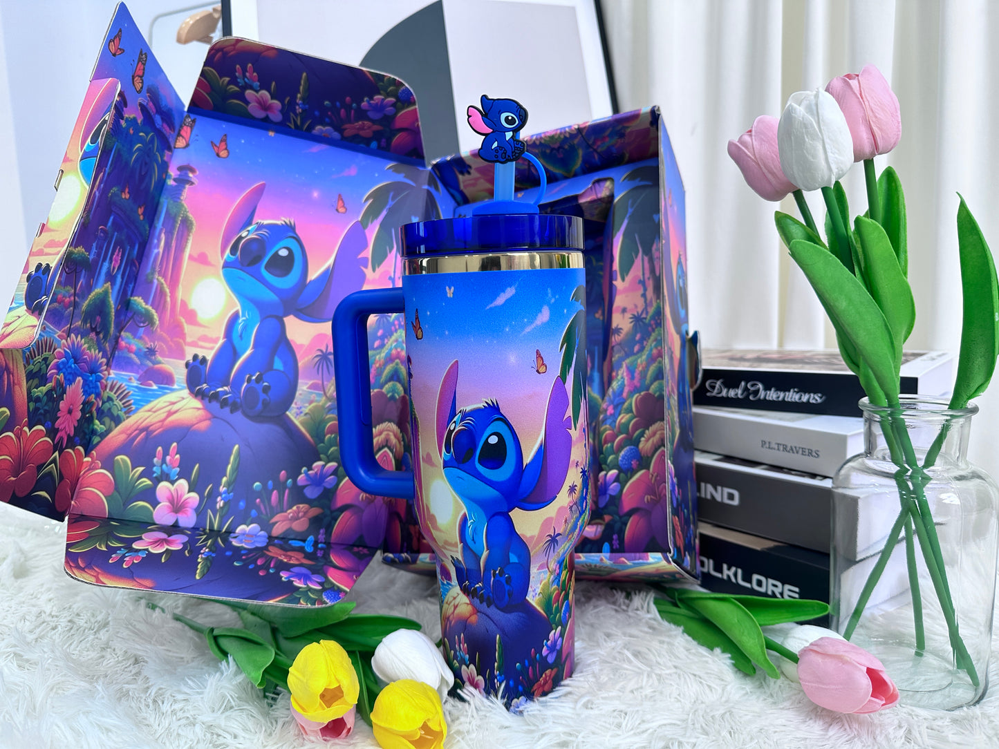 “Starry Dream” Stainless Steel Tumbler | 40oz Gradient Blue-Purple Edition with Straw & Handle