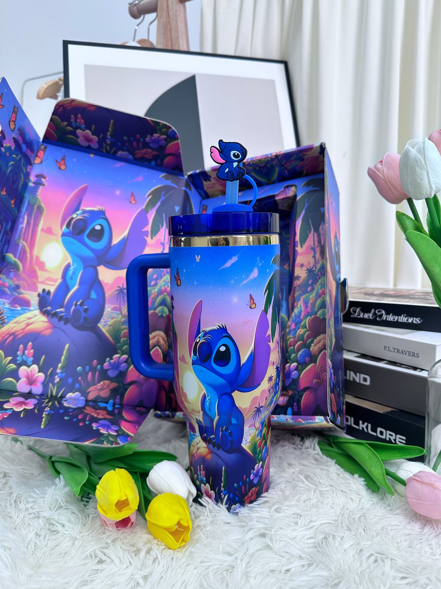 “Starry Dream” Stainless Steel Tumbler | 40oz Gradient Blue-Purple Edition with Straw & Handle